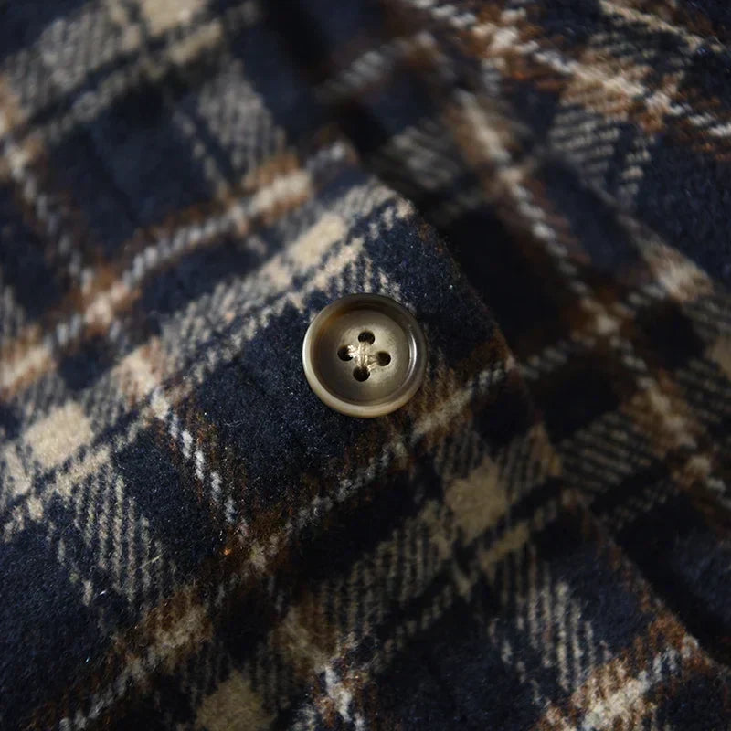 Men's Loose Striped Plaid Long Sleeve Shirt - Non-elastic Flannel Warm Shirt