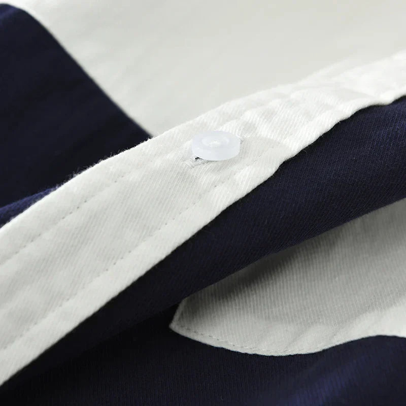 Men's 2025 Summer Patchwork Short Sleeve Shirt - Loose Fit Cotton Shirt