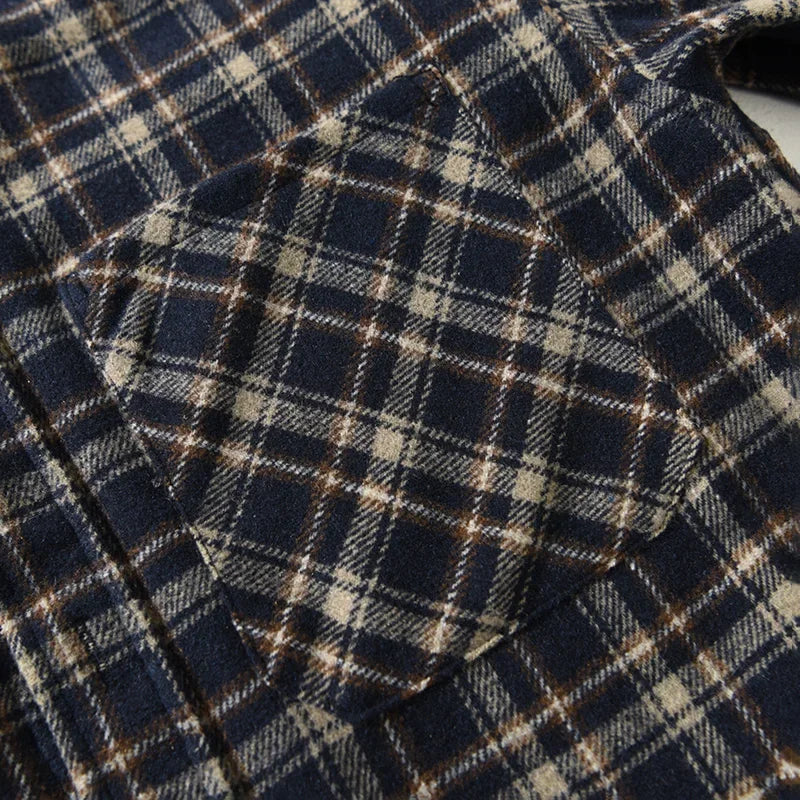 Men's Loose Striped Plaid Long Sleeve Shirt - Non-elastic Flannel Warm Shirt